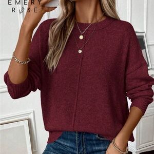 SHEIN Deep Red Knit Top